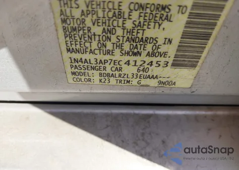 2014 Nissan Altima 2.5/2.5 S/2.5 Sl/2.5 Sv from USA, damaged, VIN 1N4AL3AP7EC412453